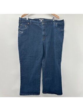 Woman Within Straight Leg Stretch Denim Blue Jeans Size 24W Petite